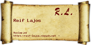 Reif Lajos névjegykártya